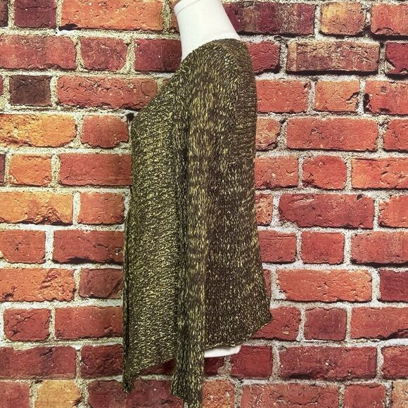 Chicos Open Knit Cardigan One Button Long‎ Sleeve Gold/Brown Loose Size 0 - Picture 3 of 8